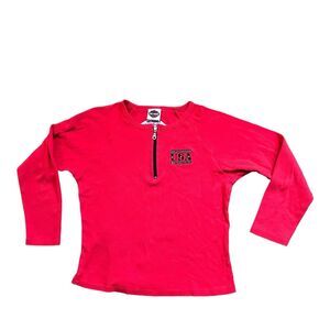 Vintage Harley Davidson womens long sleeve red zip shirt USA XL Embroidered